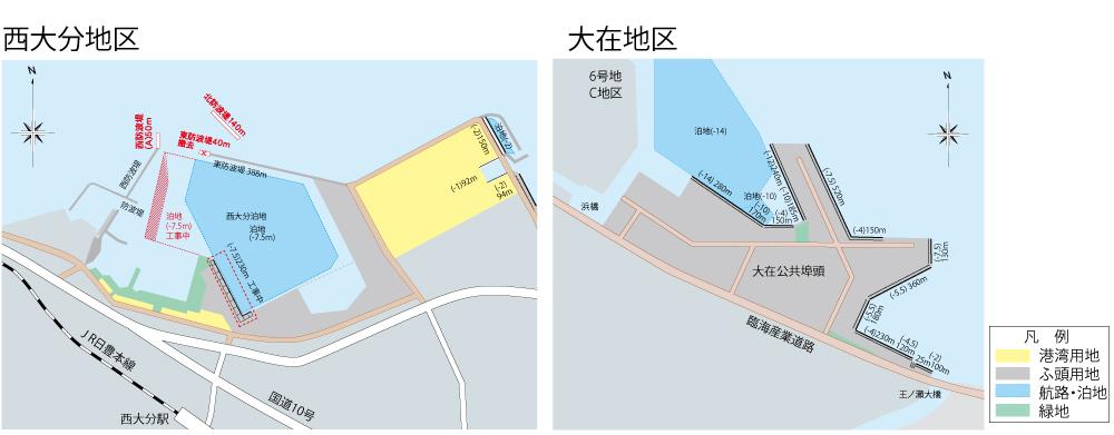 西大分地区・大在地区図